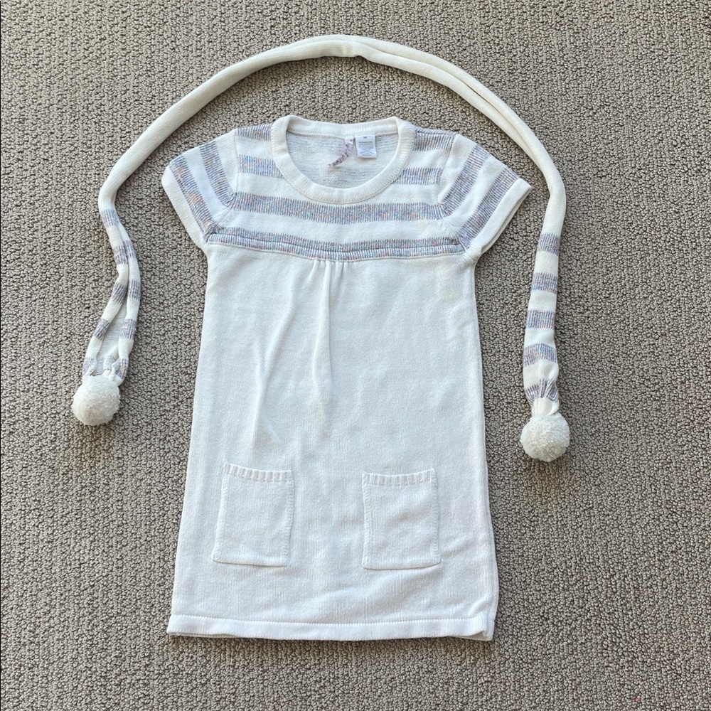 Kids Sweater Dress/Top with Pom-Pom Scarf